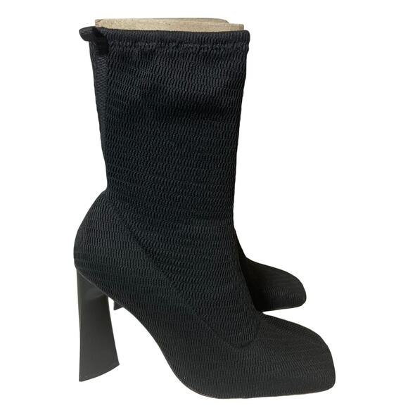 ASOS Eddie High-Heeled Square Toe Knit Boots - Women's Size 7 (UK 5) - Black - Picture 3 of 6